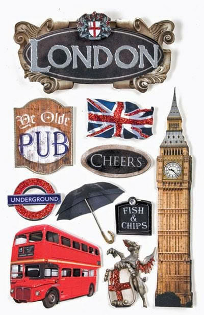 London England Vacation 3D Stickers Scrapbook Planner Travel Journal Crafts