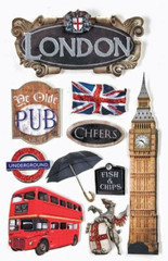 London England Vacation 3D Stickers Scrapbook Planner Travel Journal Crafts