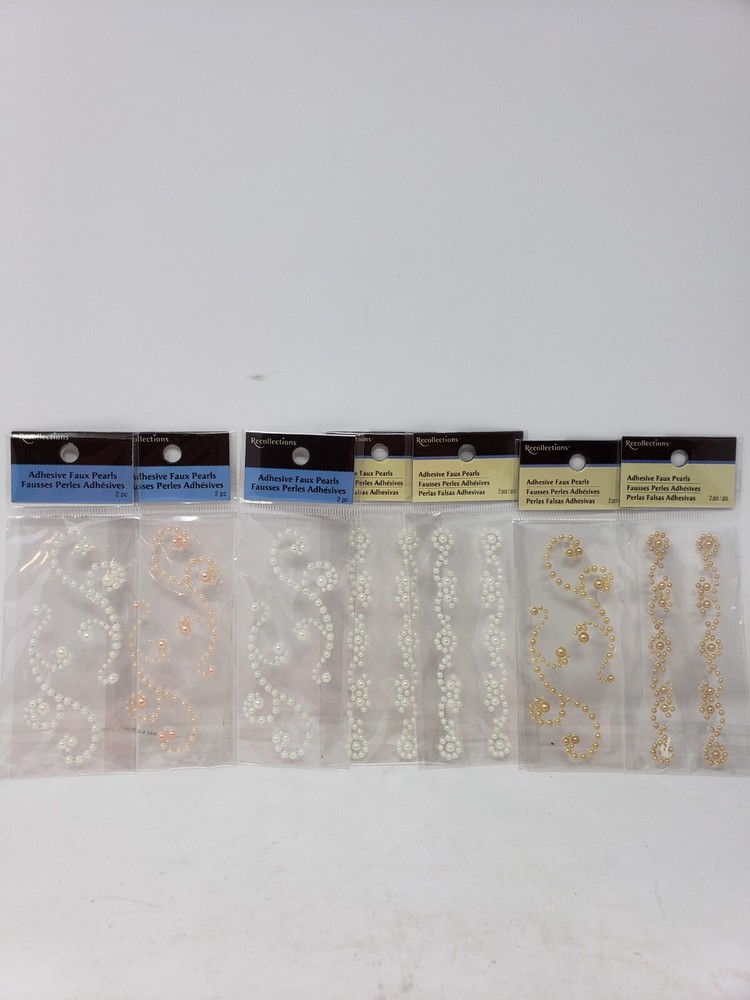 Recollections Adhesive Faux Pearls White Pink and Light Beige, Swirl Design