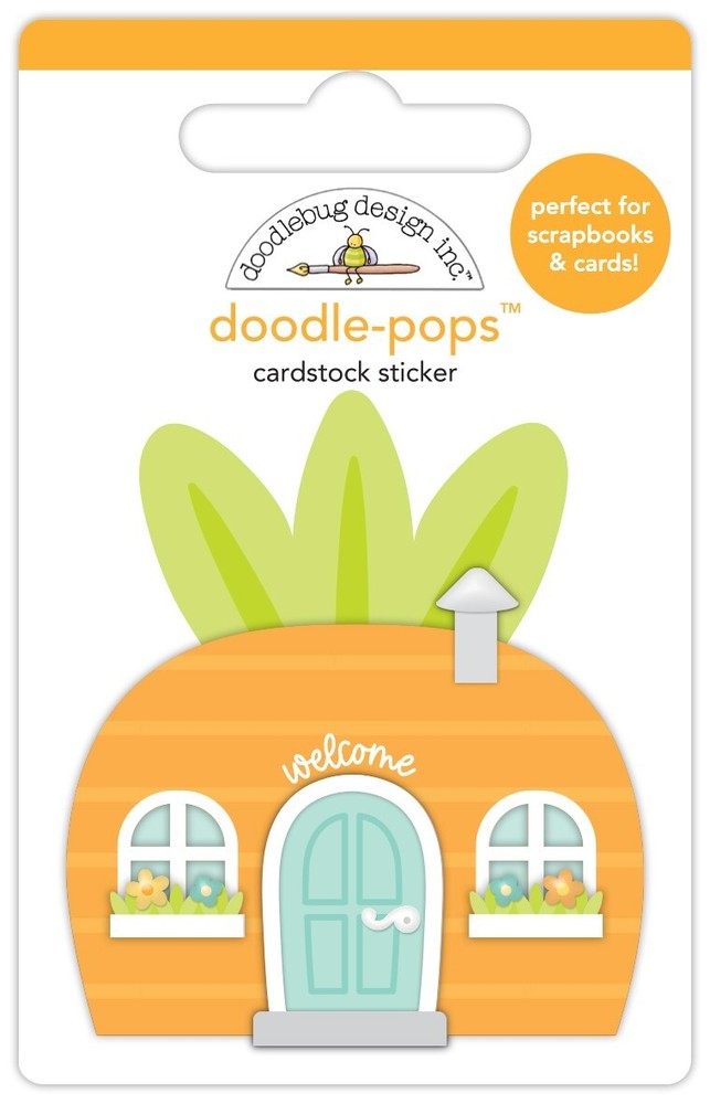 Doodlebug Doodle-pop 3D Sticker Carrot Top House Door Windows Welcome Chimney