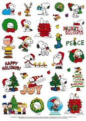 LARGE Sheet SNOOPY PEANUTS gang Christmas Winter Joy Peace Scrapbook Stickers