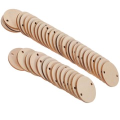 60PCS Round Wooden Pieces 3.8CM DIY Craft Wood Piece with Hole for Art Crafts