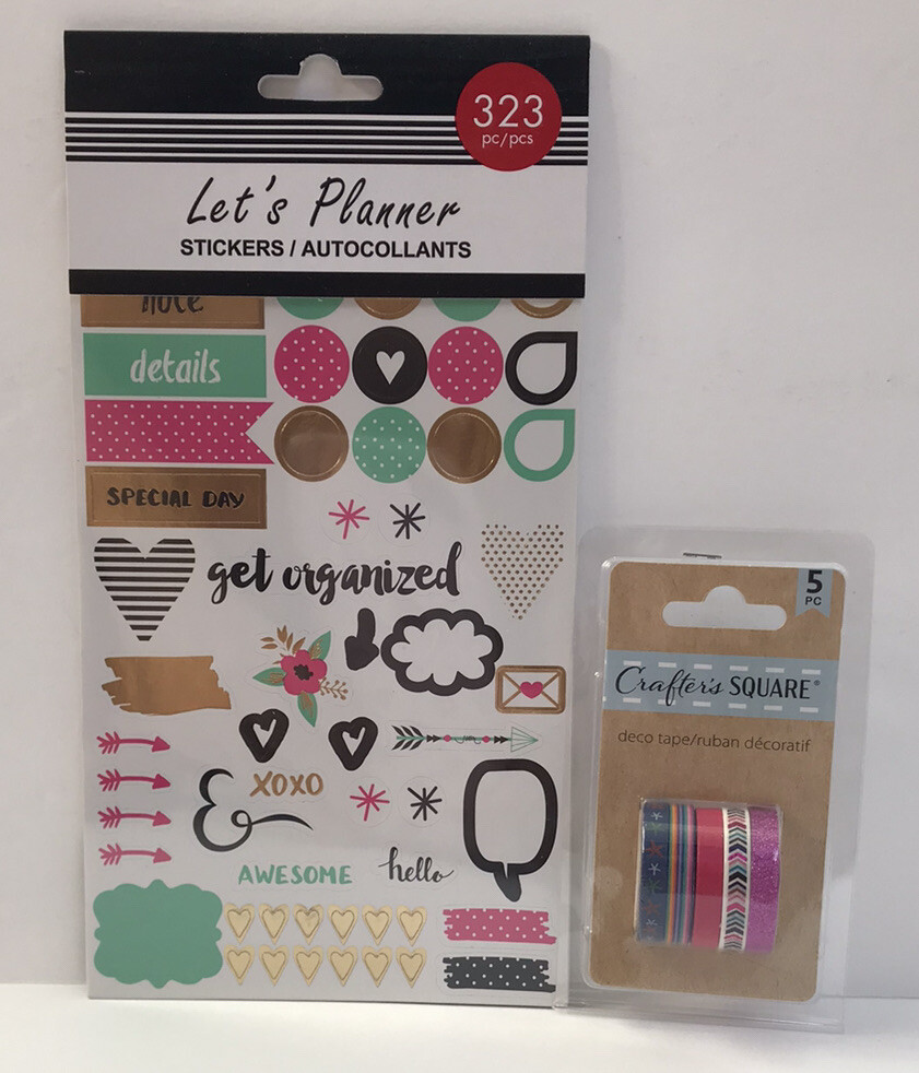 New! Planner Stickers Hearts & Stars Theme Sticker Book Of 323 pcs + Deco Tape