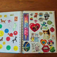 Vintage 1980s Sticker Album Book Puffy Hello Kitty Snoopy Apple Garbage Pail