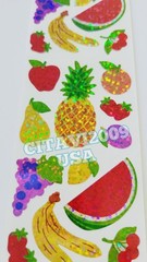 HAMBLY STUDIOS PRISMATIC STICKERS FRUIT FOOD BANANA PEAR ORANGE VINTAGE RARE.