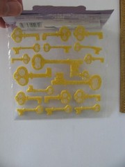 Darice Foamies YELLOW KEYS Glitter Stickers 19 Pieces NIP
