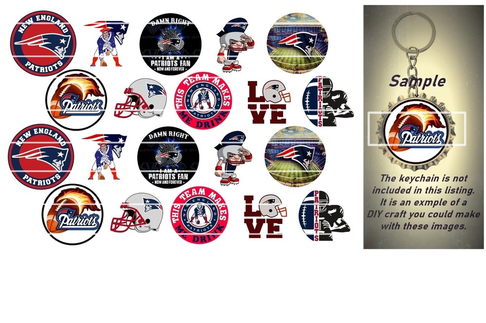 Bottle Cap Images (25mm) 1″ ~ Precut ~ Football ~ Patriots