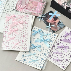 3 Sheets Love Heart Bow Face Gems Pink Blue Purple Glitter Gem Stickers Face Jew