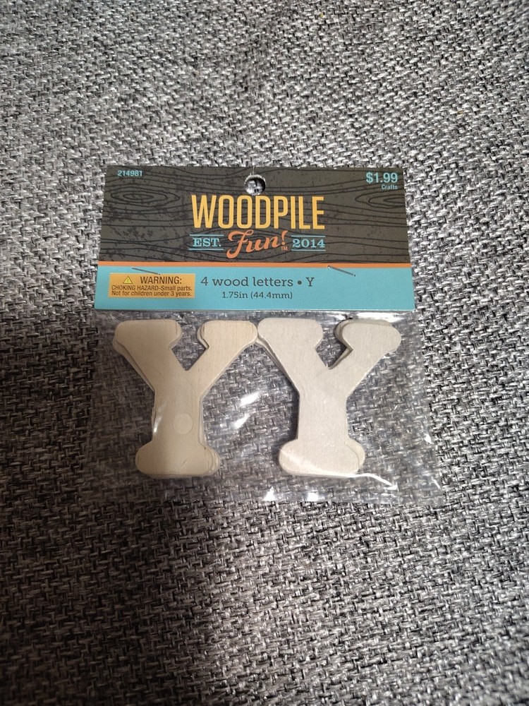 Hobby Lobby Woodpile 1.75” Wood Letters (4 Pieces Of Letter Y) Still Sealed New