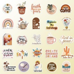 150PCS Christian Bible Verse Stickers, Boho Waterproof Vinyl Jesus Multicolor