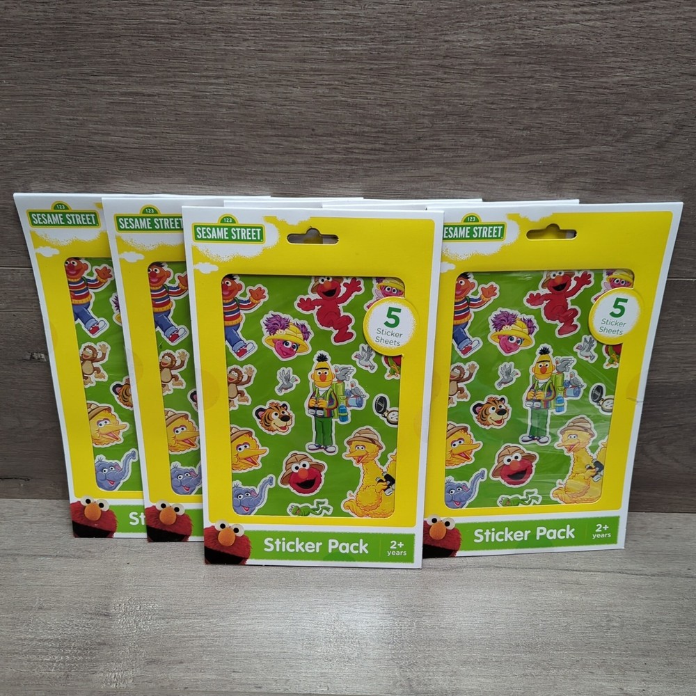 6 Sealed SESAME STREET Sticker Packs Teachers,Kids,Scrapbooking 500+ Green