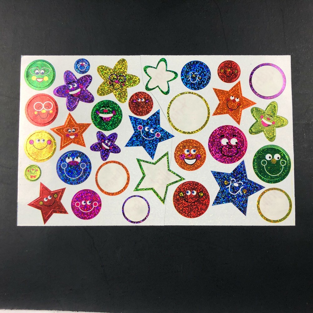 Highlights Glitter Sparkle Sticker Star Shapes Smile Smiley Faces Glasses