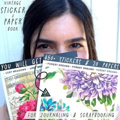 Washi Vintage Stickers for Scrapbooking – Ephemera Book for Journaling with 4…
