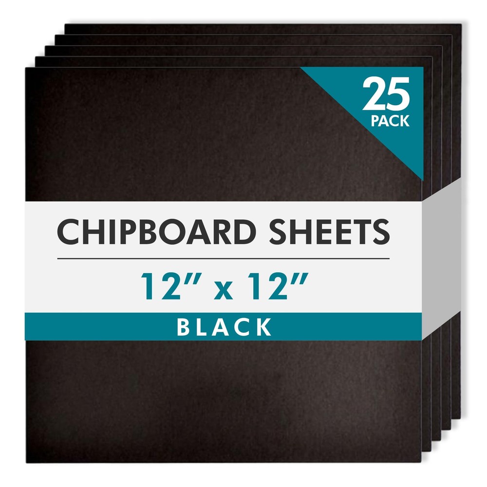 25 PCS 12×12 Inch Medium Weight Chipboard Black AcidFree 0.057 Sheets Crafts