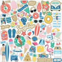 Summer Days Sunshine Beach Pool Vacation Swim Surf Float Sand Elements Stickers
