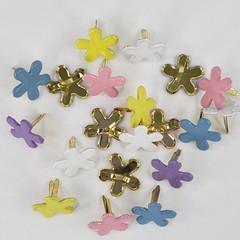 20 Pastel Funky Flower Brads 5 Clrs Paper Fasteners Scrapbooking Paper Crafting