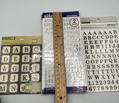 Stickers Lot Numbers / Letters Crafts Scrapbook Junk Journal- Silver Gold + 8 pc