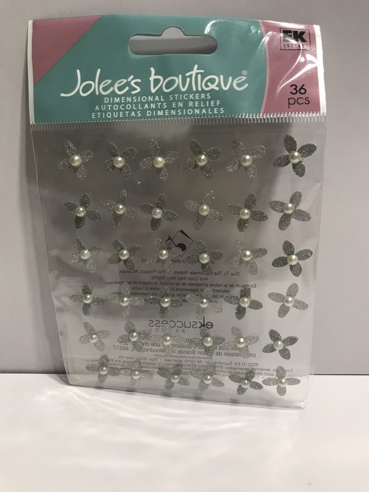 EK Jolee’s Boutique Dimension Wedding Gem Flowers Stickers Brand New, 36 Pcs.