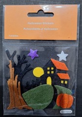Halloween Felt Stickers of Black House with orange roof and Pumpkin – 3 pieces