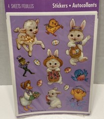 VTG Heartline Hallmark Easter Stickers 4 Sheets Bunnies Lamb Duck Chick Goose