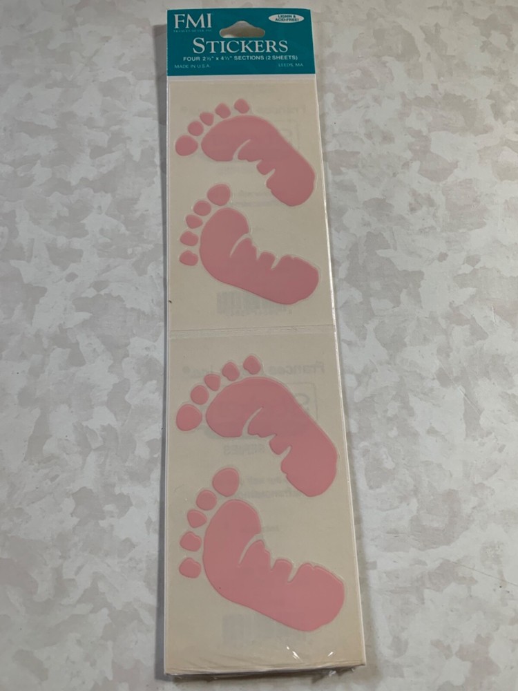 FMI FRANCES MEYER STICKERS 4 SHTS BABY PRINTS PINK FEET BABY GIRL FEET PINK 8PCS