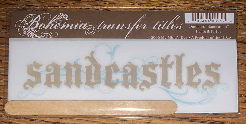 My Mind’s Eye BOHEMIA RUB ON TRANSFER TITLES “ Sandcastle “ SCRAPBOOK CRAFT