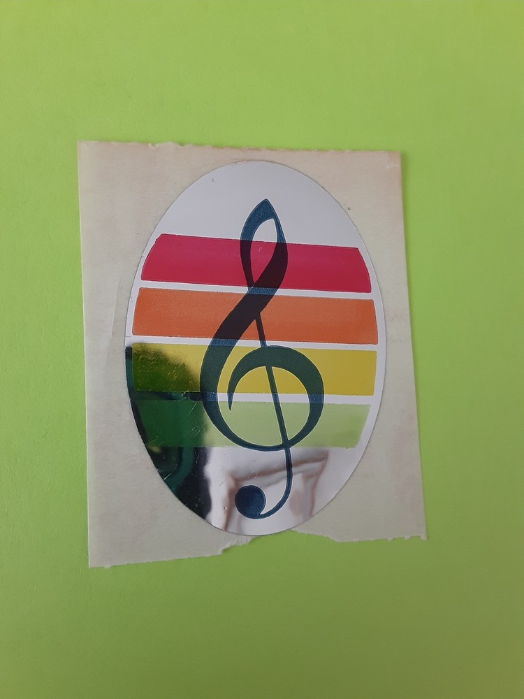 vintage 80s Sandylion mylar music note sticker module *damaged*