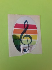 vintage 80s Sandylion mylar music note sticker module *damaged*