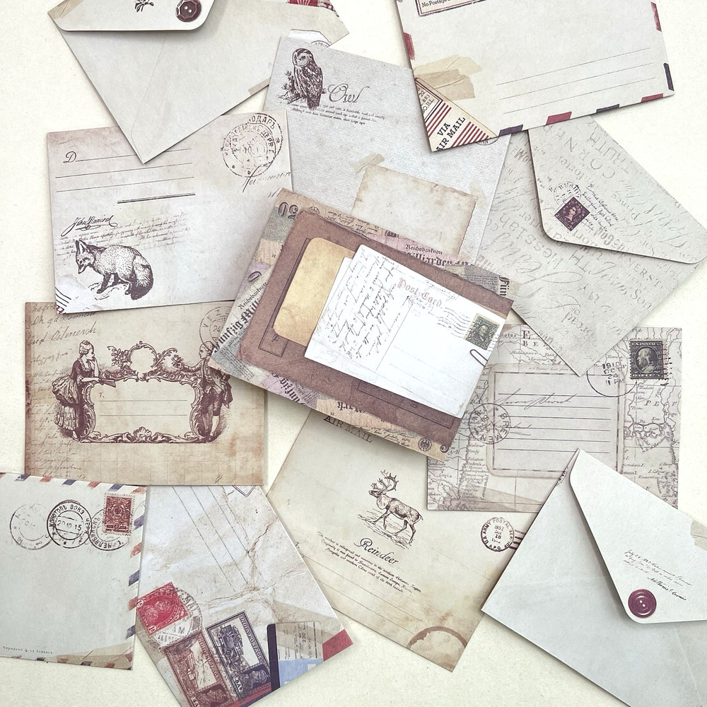 Vintage Style Mini Envelopes Scrapbooking Journaling Pockets Collage