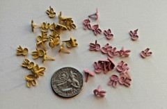 Lot Of 42 Mix Mini Bunnies Paper Brads Yellow and Pink Pastel 6x8mm Paper Crafts
