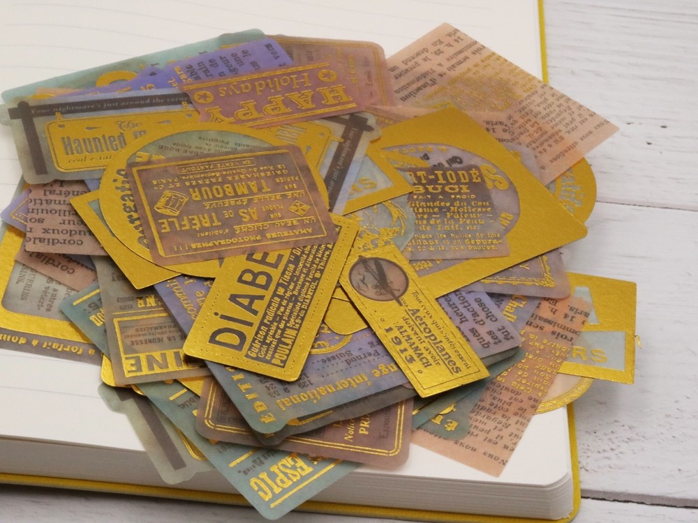 Vintage advertisement gold foil Washi Stickers | poster ads sticker washi stick