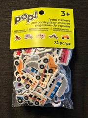 Pop! Foam Transportation Stickers 5 designs 72pc