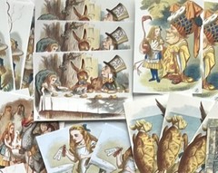 Alice in Wonderland Vintage Printed Cards 50+ Alice Cards Each 1.5×3.5” #AW52