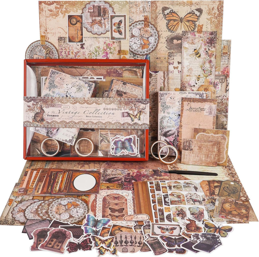 Scrapbooking Kit (202 PCS), Vintage Collection-Wisteria & Butterfly, Perfect for