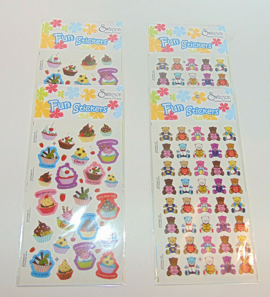 126 Christian Verse Stickers, 4 Pkgs-4 Sticker Sheets, Scrapbooking Crafts