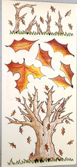A.W. Cute Fall Leaves Clear Stickers 5.5×12 Scrapbooking Autumn Halloween Trees