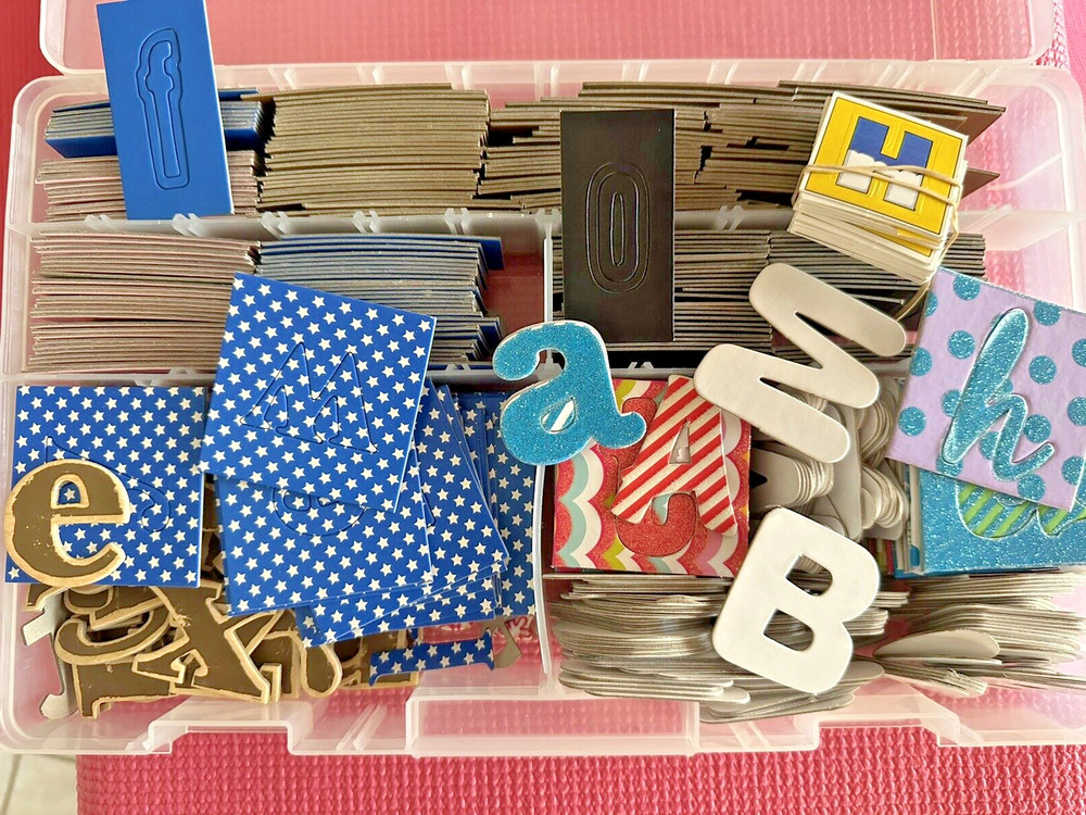Alphabet Letter sets Chipboard many styles, sizes for Scrapbooks, cards in box