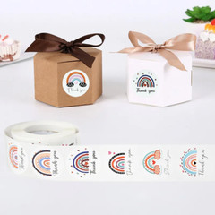500pcs 1.5in Rainbow Sticker Thank You Print Wedding / Birthday Gift Wrap Decor