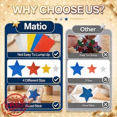 Matio Star stickers, glitter foam, gold silver