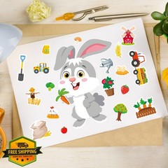 Cosomia Farm Animal Make Face Stickers 48 Sheets