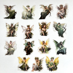Forest Fairy Stickers Nature Fantasy Junk Journal Collage Scrapbooking