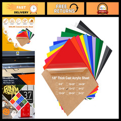 12×12 Colored Acrylic Sheets 1/8″ Thick – 3mm Plexiglass for DIY Crafts, Tableto