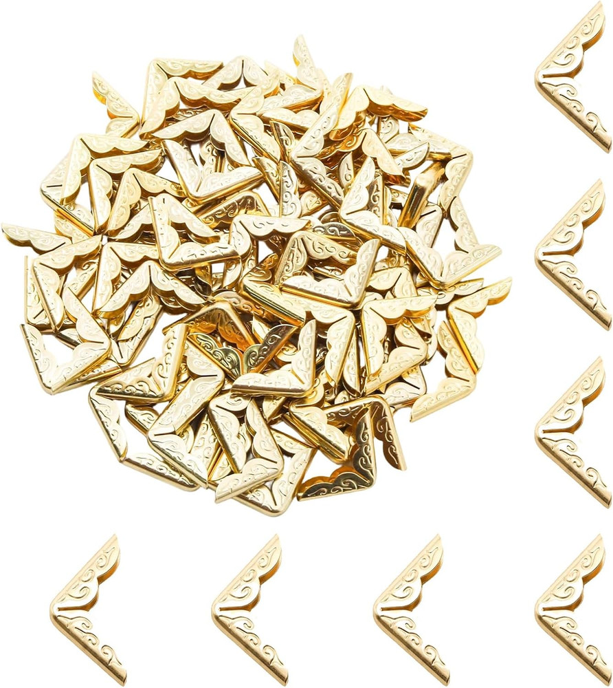 100Pcs 20Mm / 3/4″ Gold Metal Book Corner Protectors, Vintage Photo Corner Prote