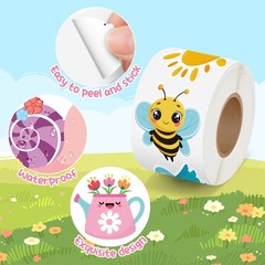 BeYumi Cute Spring Sticker Roll 1000Pcs Spring Cute Cartoon Stickers in 2 Ro…