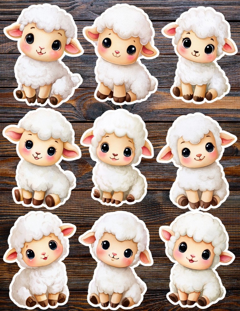 Little Lamb Vinyl Die Cut Stickers Set Scrapbooking Laptop Water Bottle
