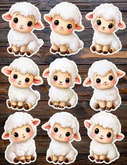 Little Lamb Vinyl Die Cut Stickers Set Scrapbooking Laptop Water Bottle