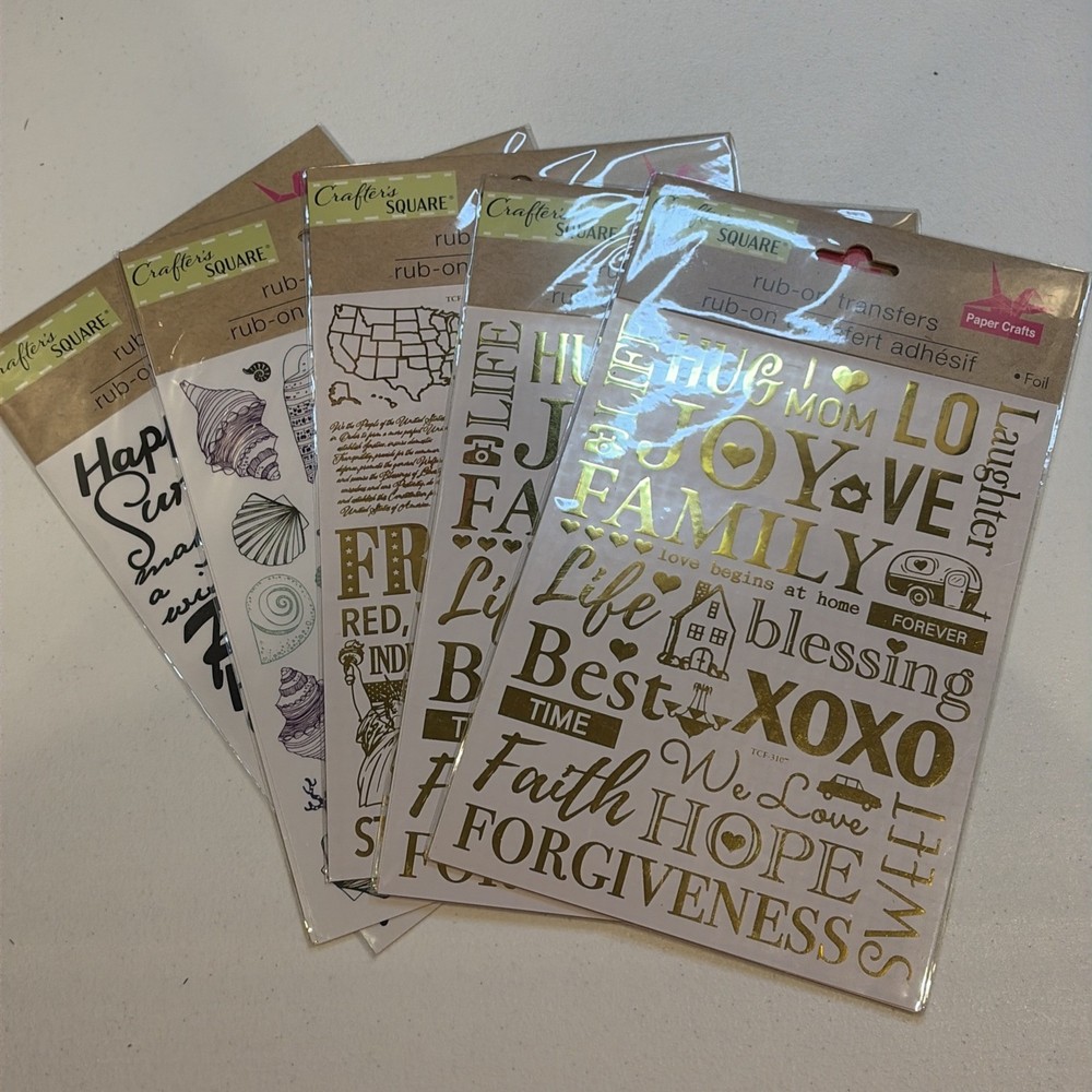 Crafters Square Rub On Transfers Lot Of 5 As Pictured NEW