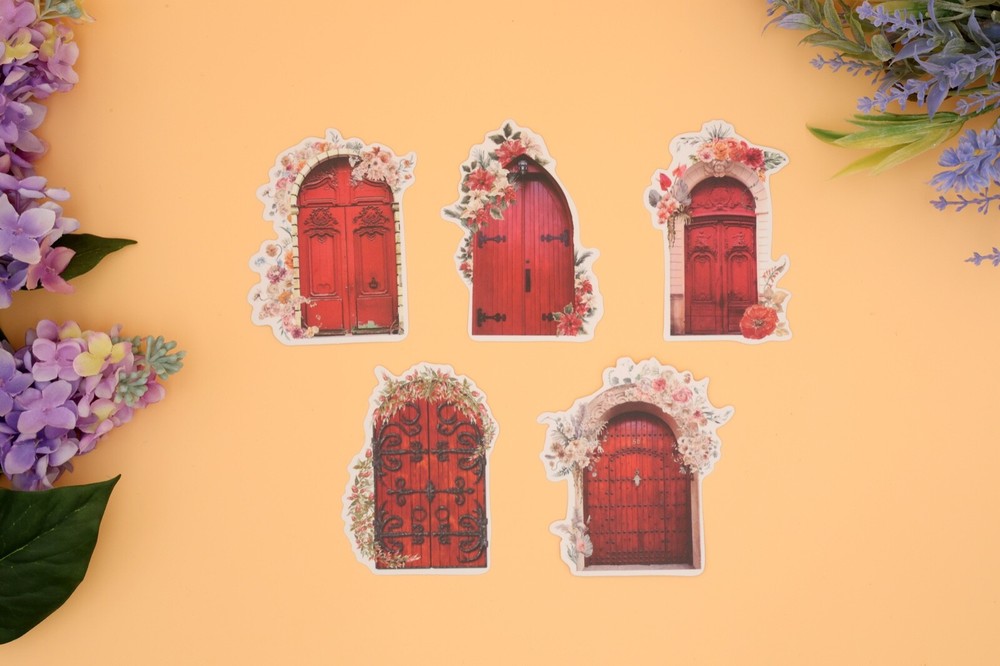 Flower deco door washi stickers | door Stickers color romantic flower stickers