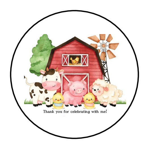 30 1.5″ FARM THANK YOU FAVOR LABELS ROUND STICKERS ENVELOPE SEALS