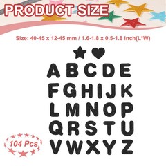 Alphabet Foam Stickers, 104Pcs Letters A-Z EVA Self Adhesive Glitters, Black